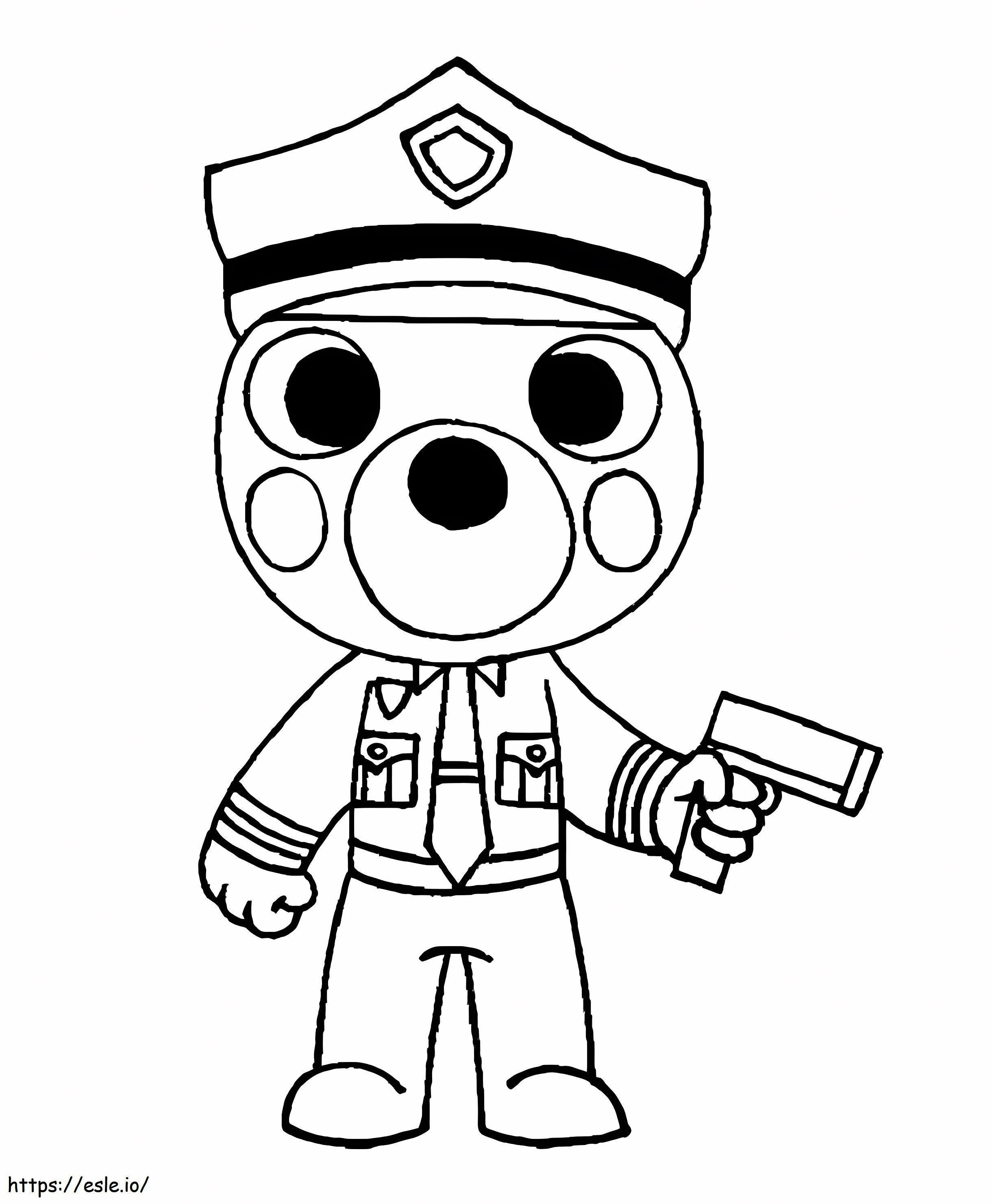 Coloriage Officier Chien Piggy Roblox à imprimer dessin