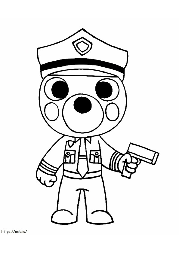 Officier Doggy Piggy Roblox kleurplaat