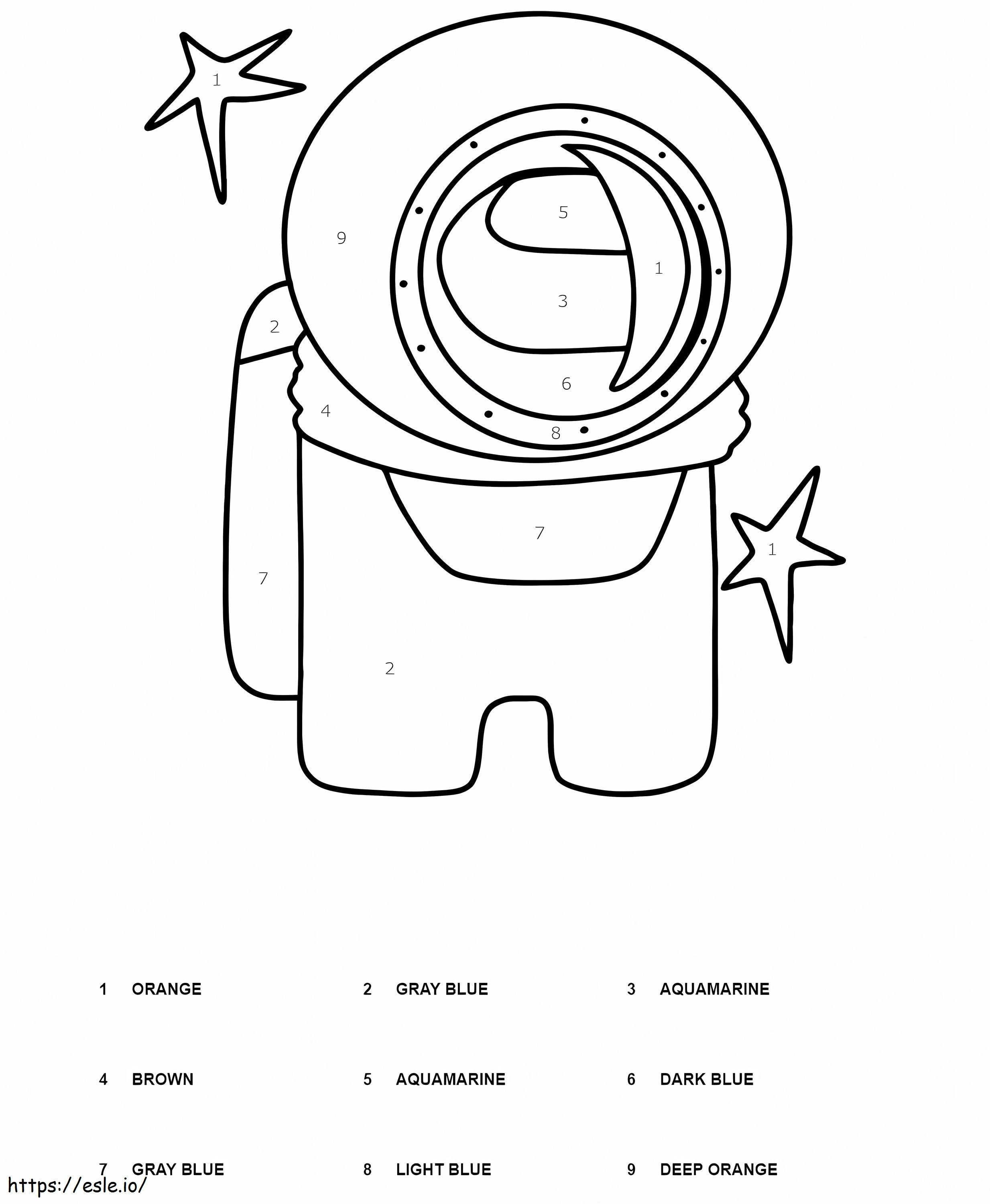 Among Us Astronaut Color By Number coloring page