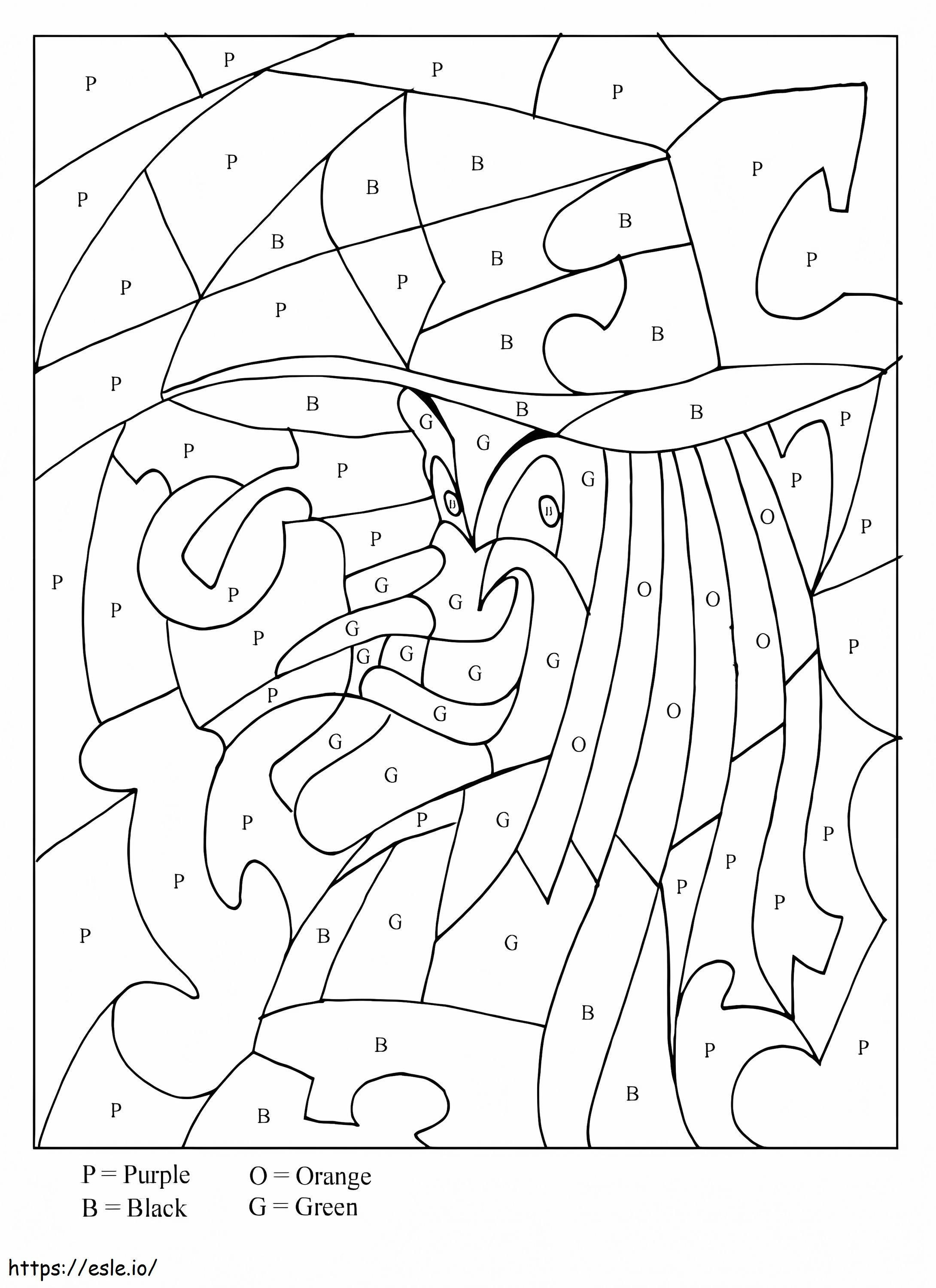 Witch Color By Letters coloring page