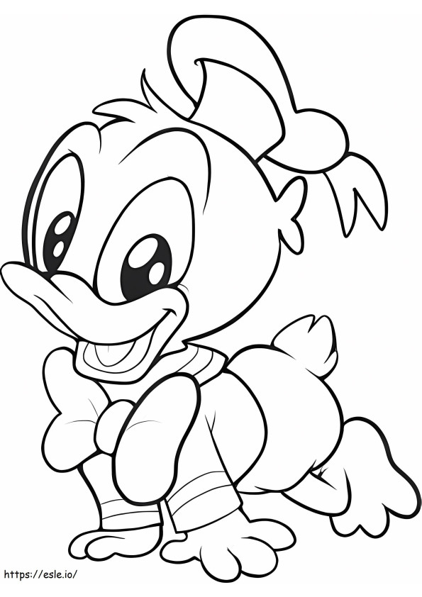 Coloriage Adorable bébé Disney Donald à imprimer dessin