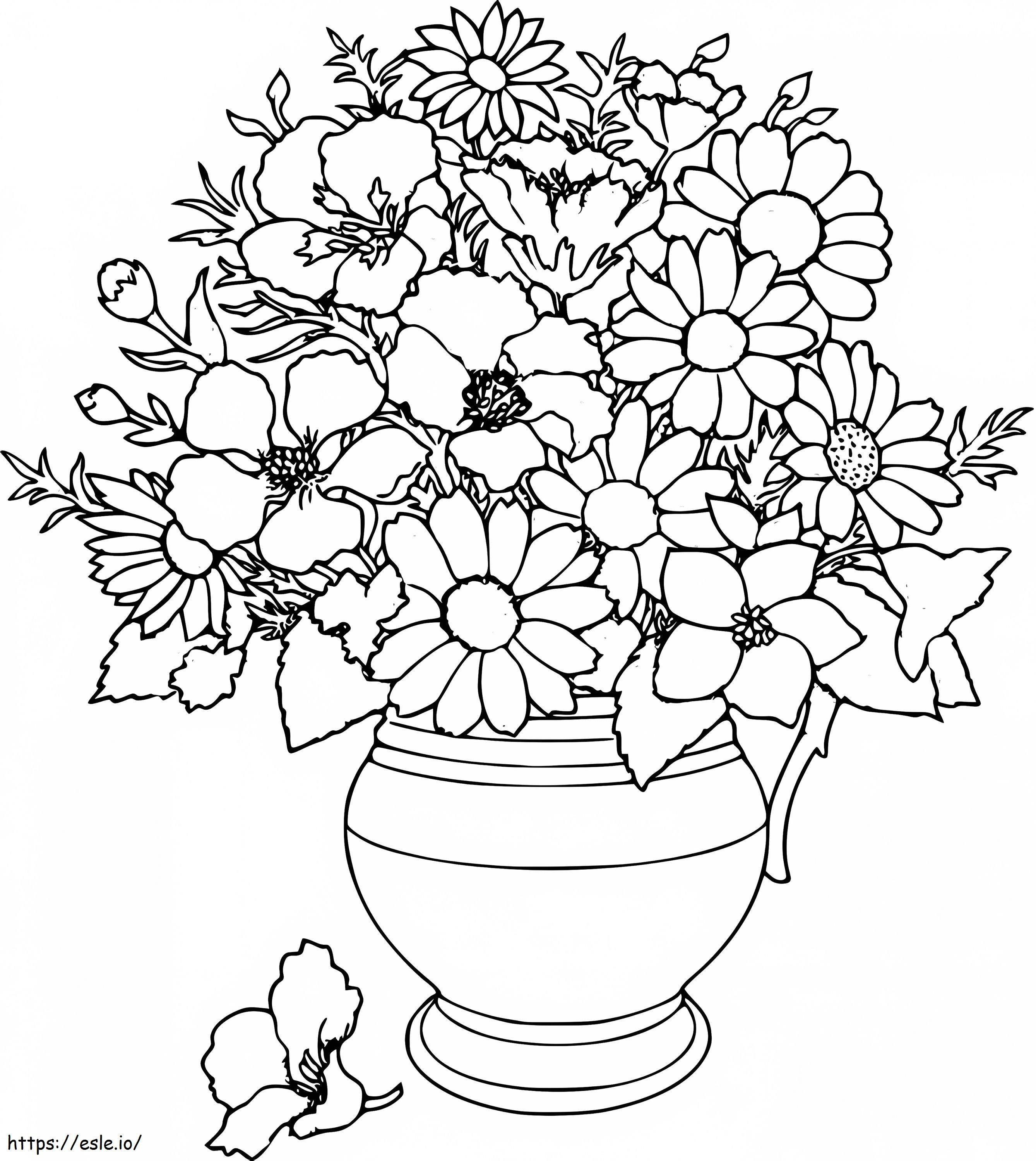 Vaso de flores 3 para colorir