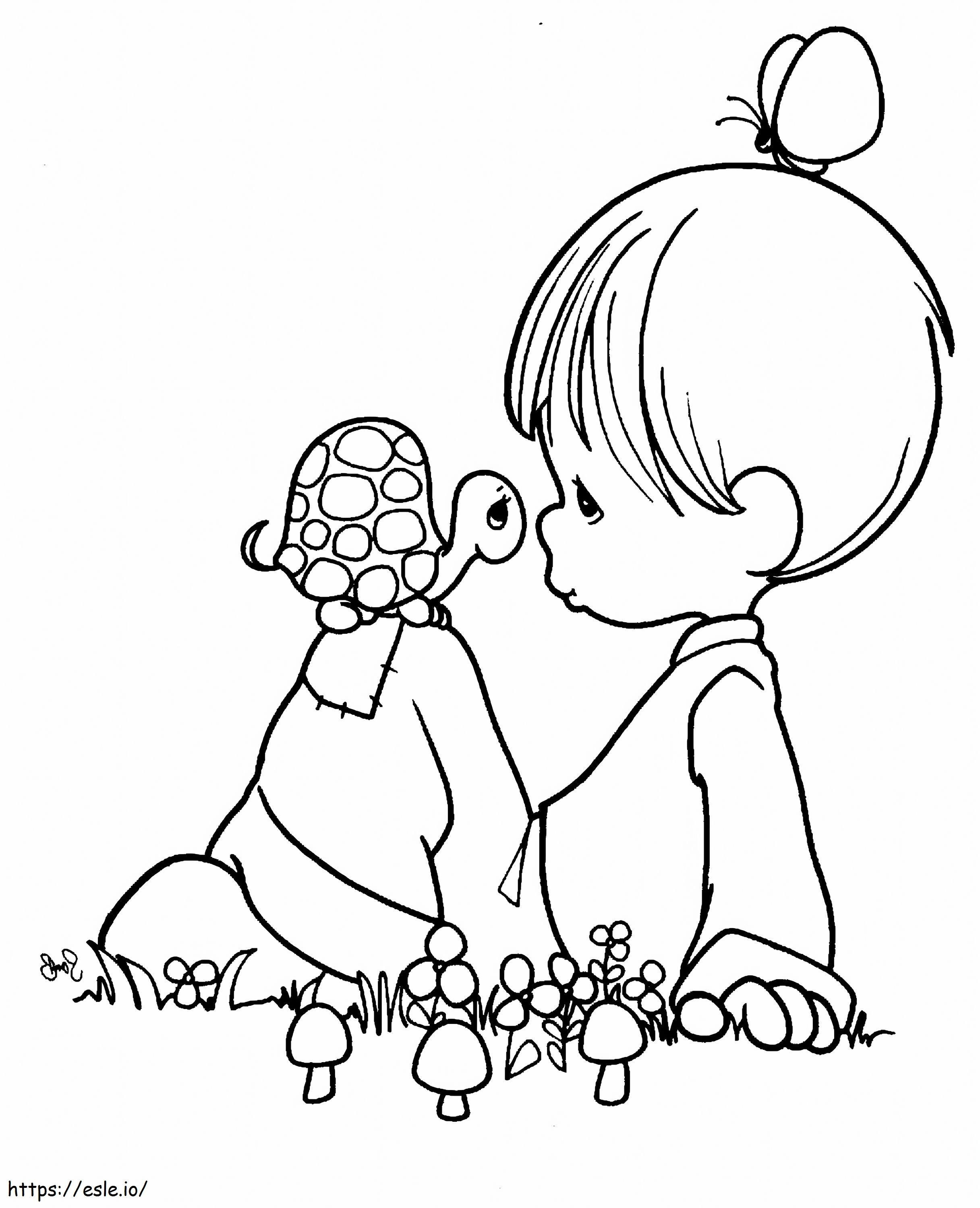 Boy And Turtle coloring page