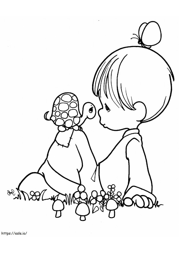 Boy And Turtle coloring page