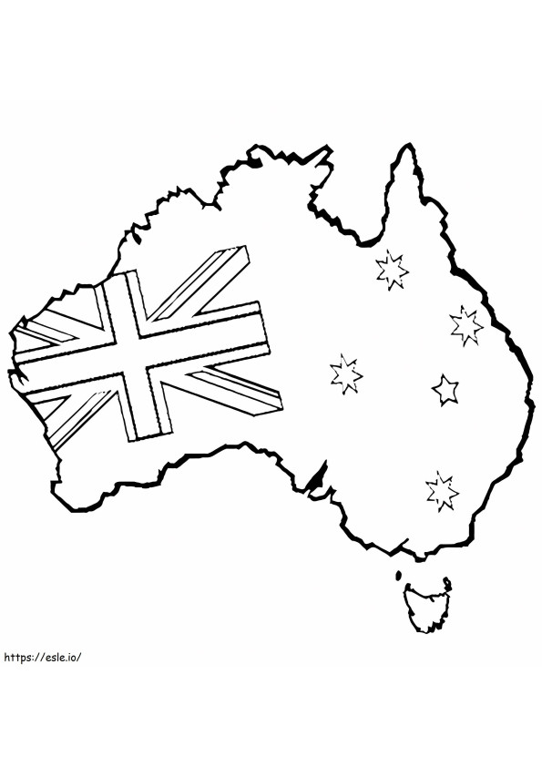 Coloriage Carte et drapeau de l'Australie à imprimer dessin
