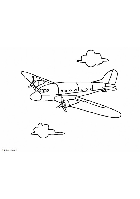 Coloriage Avions et deux nuages à imprimer dessin
