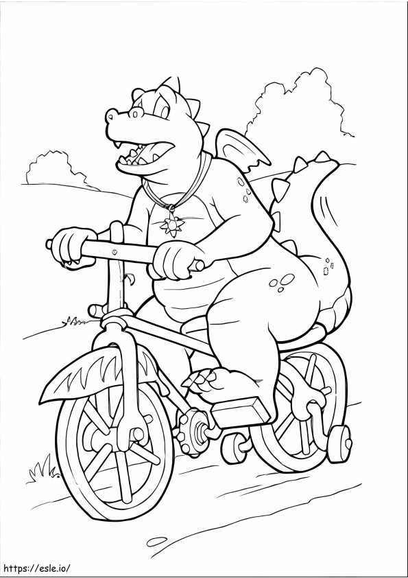 Bicicleta de andar de dragão para colorir