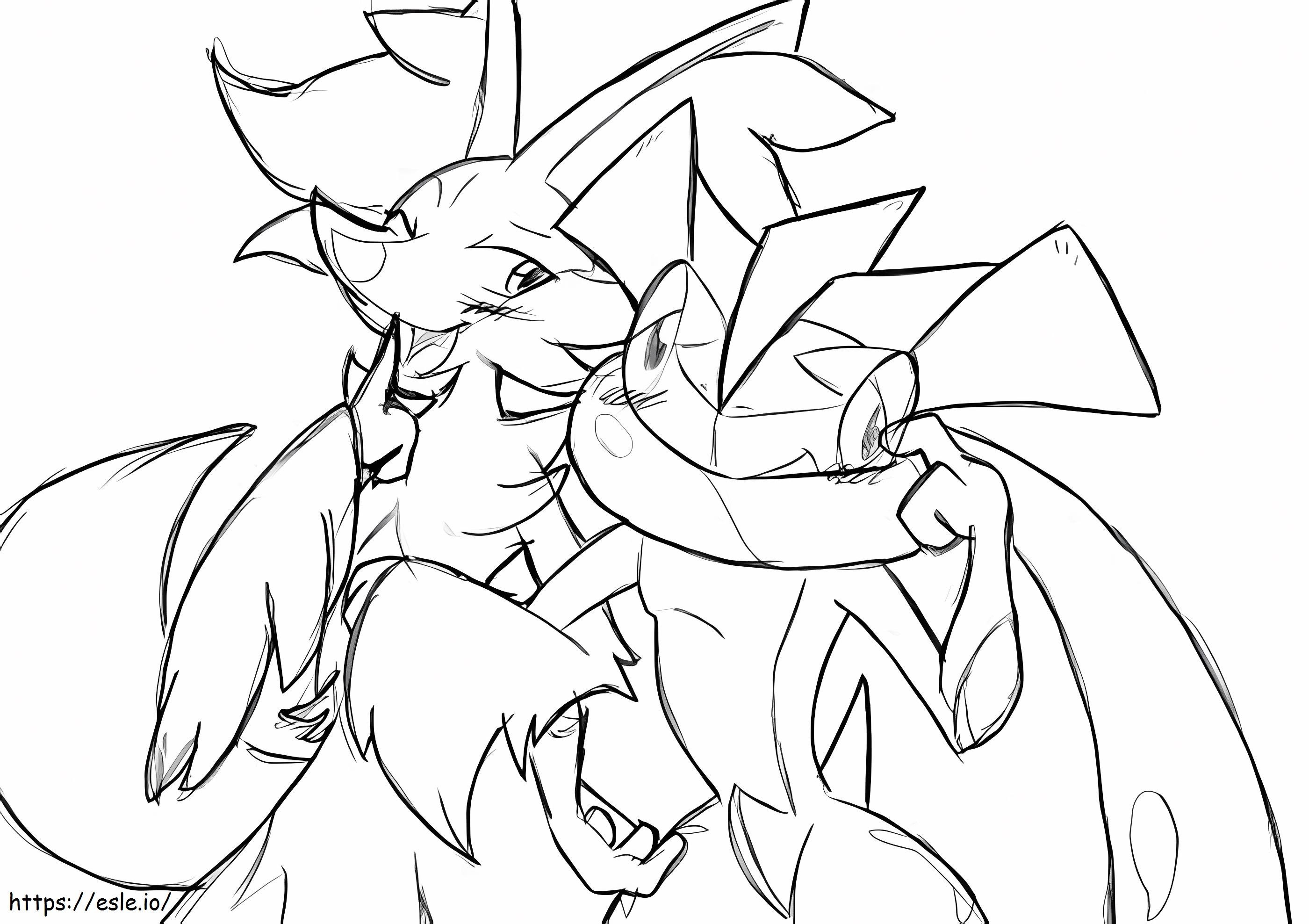Delphox And Greninja coloring page