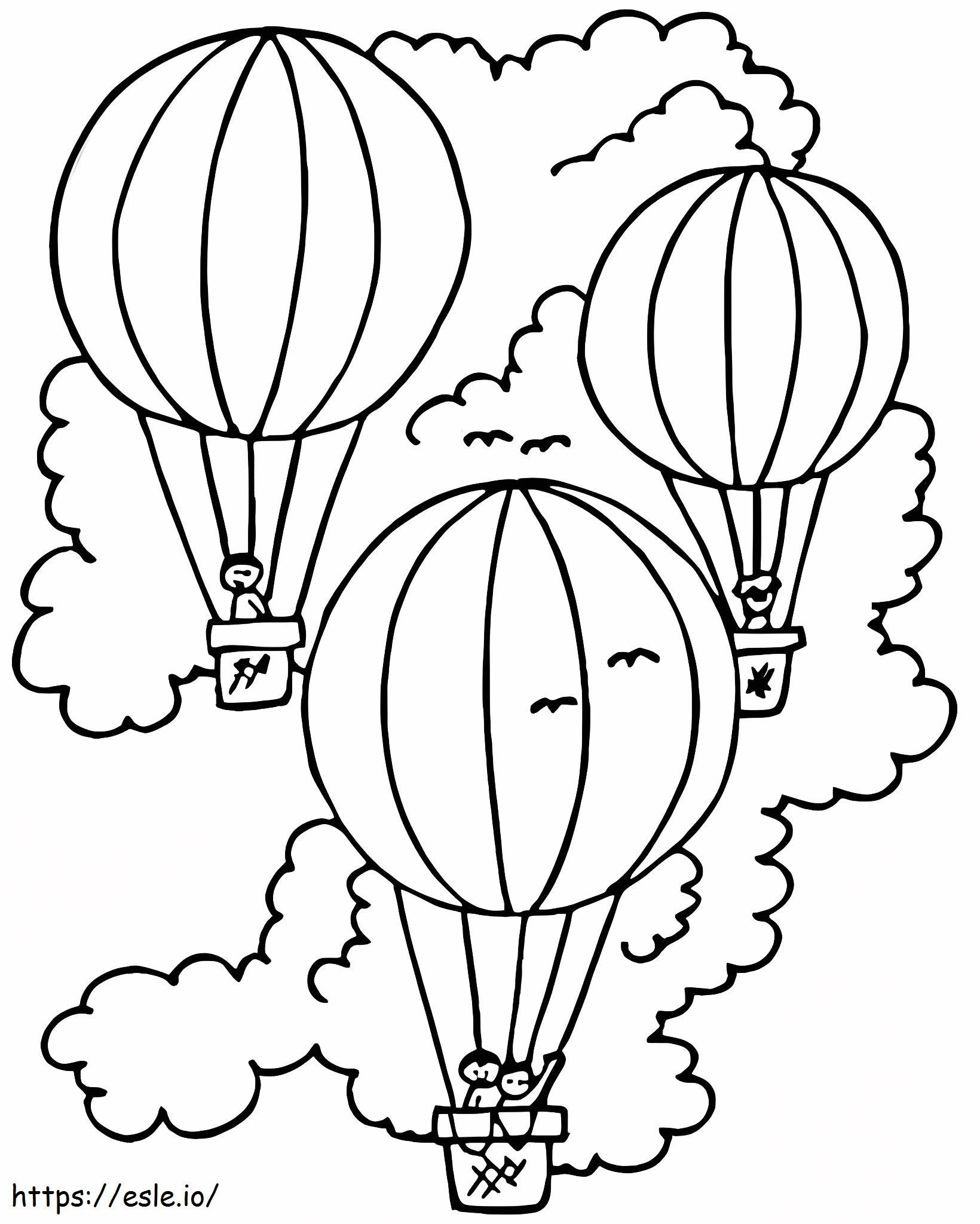 Tiga Balon Udara Panas 1 Gambar Mewarnai