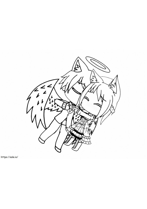 Two Gacha Life Characters Flying coloring page