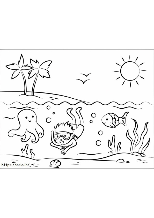 Boy Diving coloring page