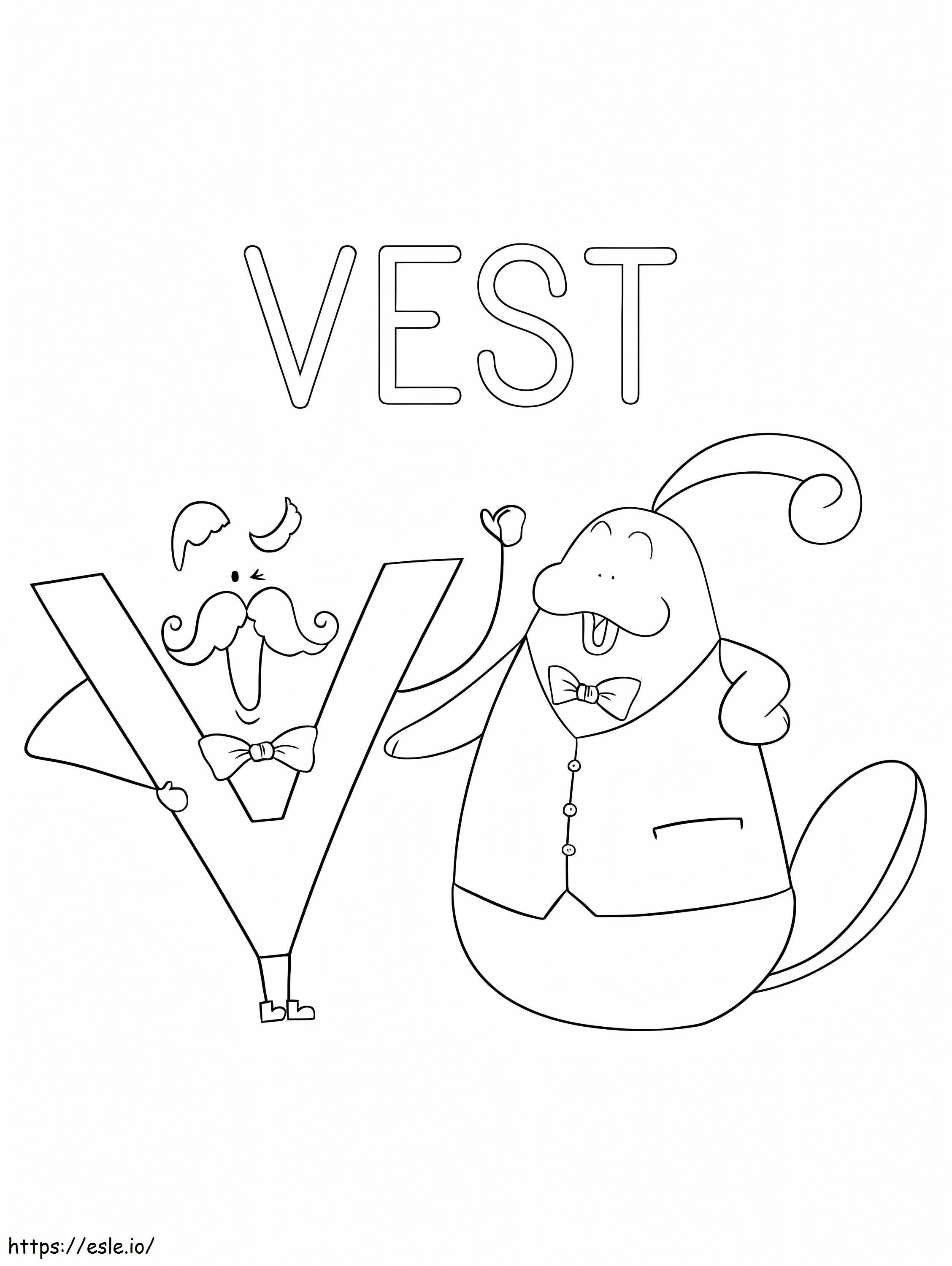 Letter V Vest coloring page