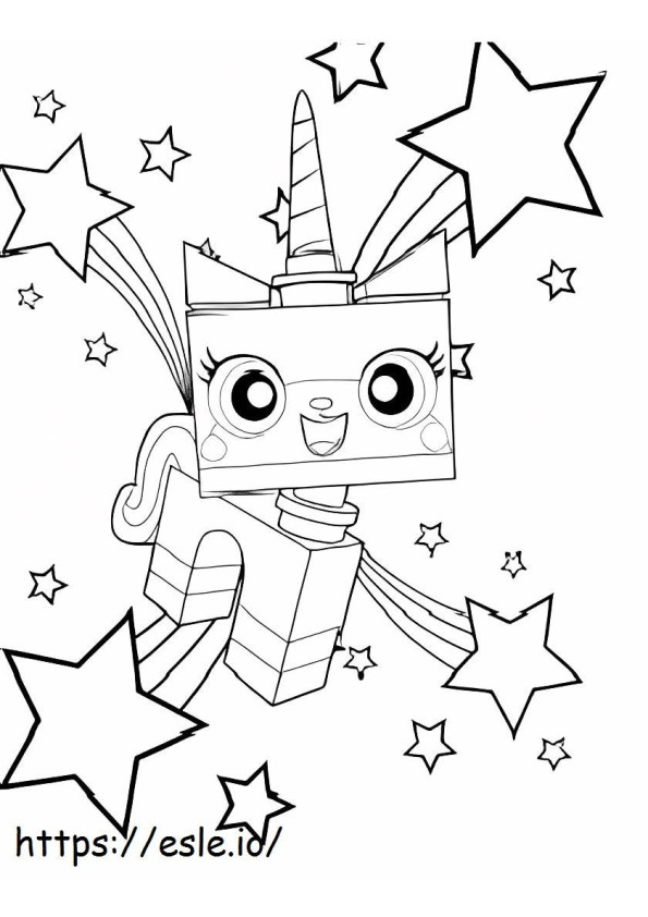 Unikitty And Stars To Color coloring page