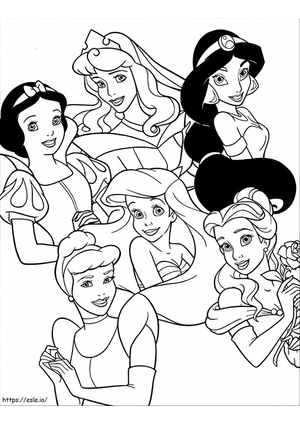 Prinsessat Disney värityskuva