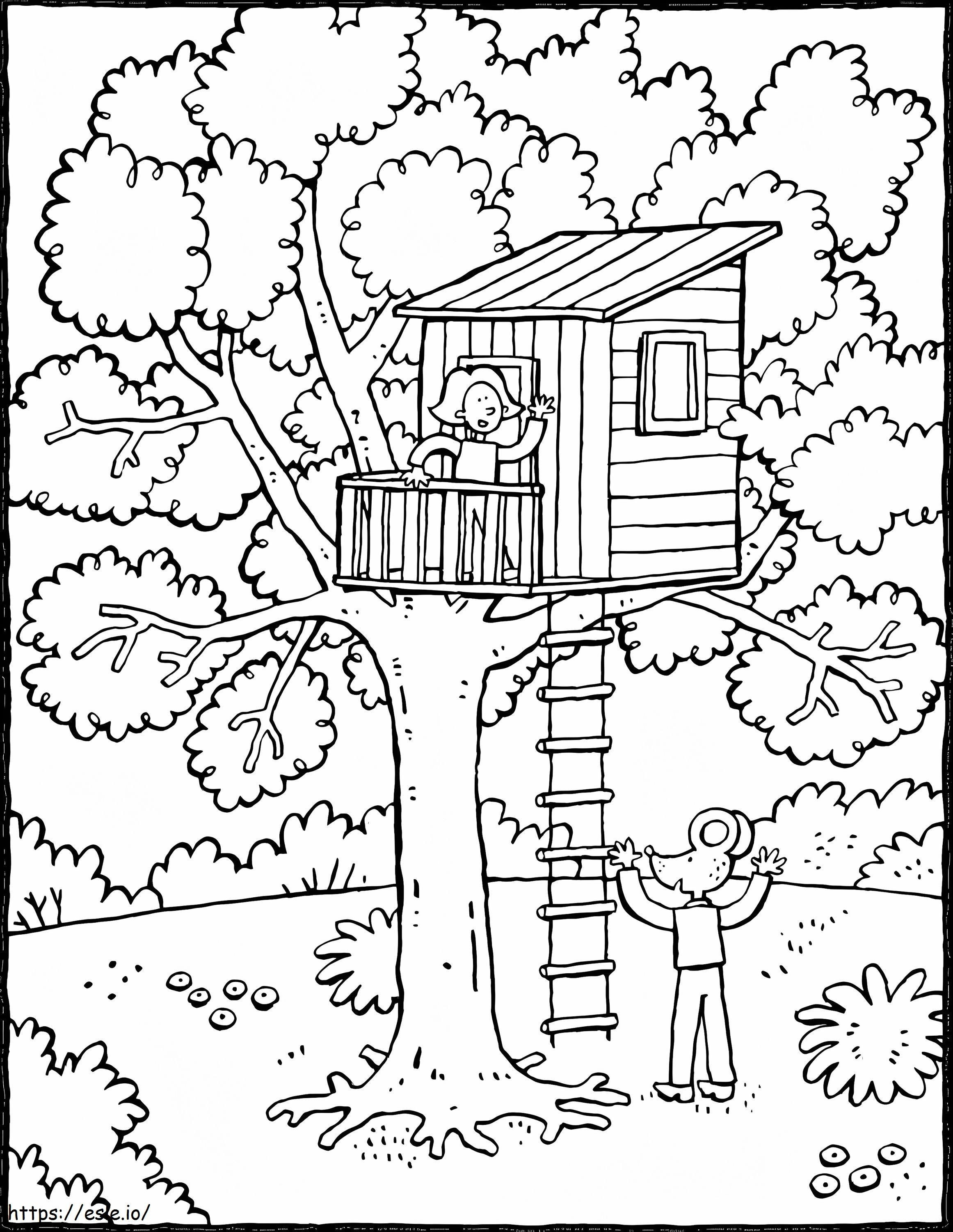 Cartoon-Baumhaus ausmalbilder