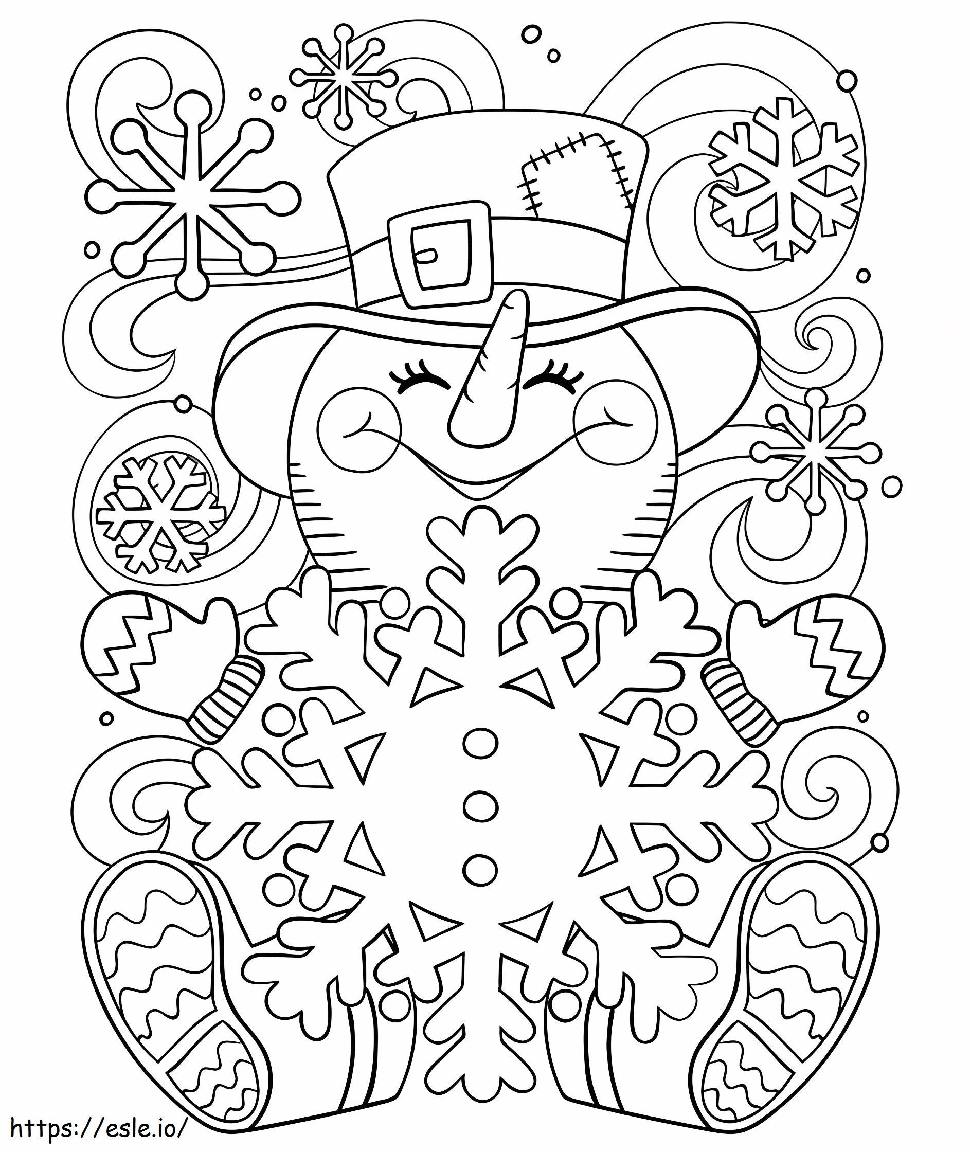 1559869087 Happy Snowman A4 coloring page