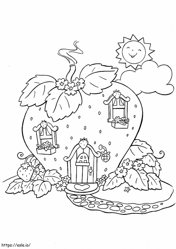 1528424115 A Strawberry House A4 coloring page
