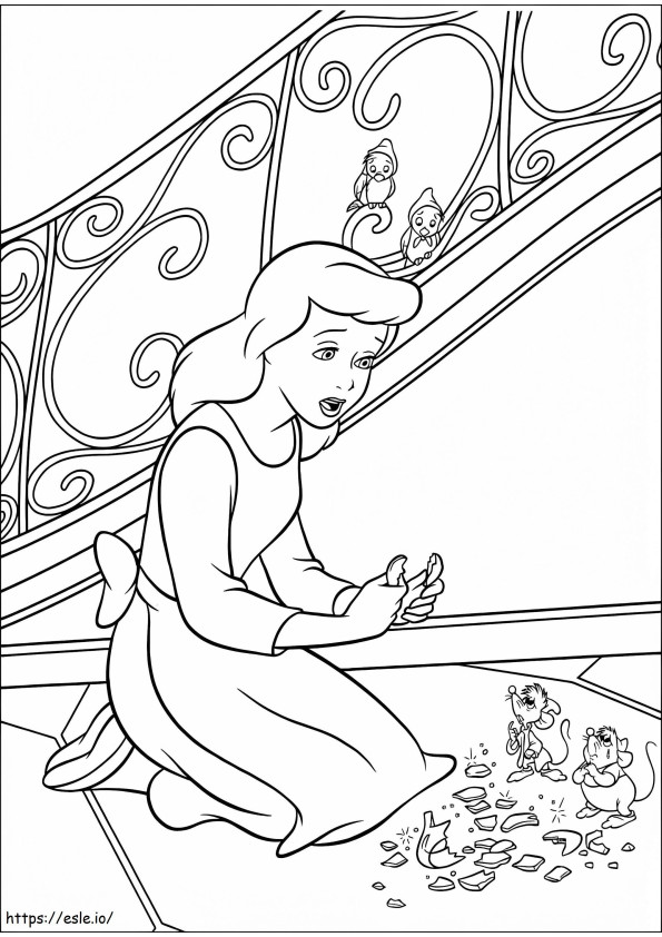 Cinderella With Broken Shoe coloring page