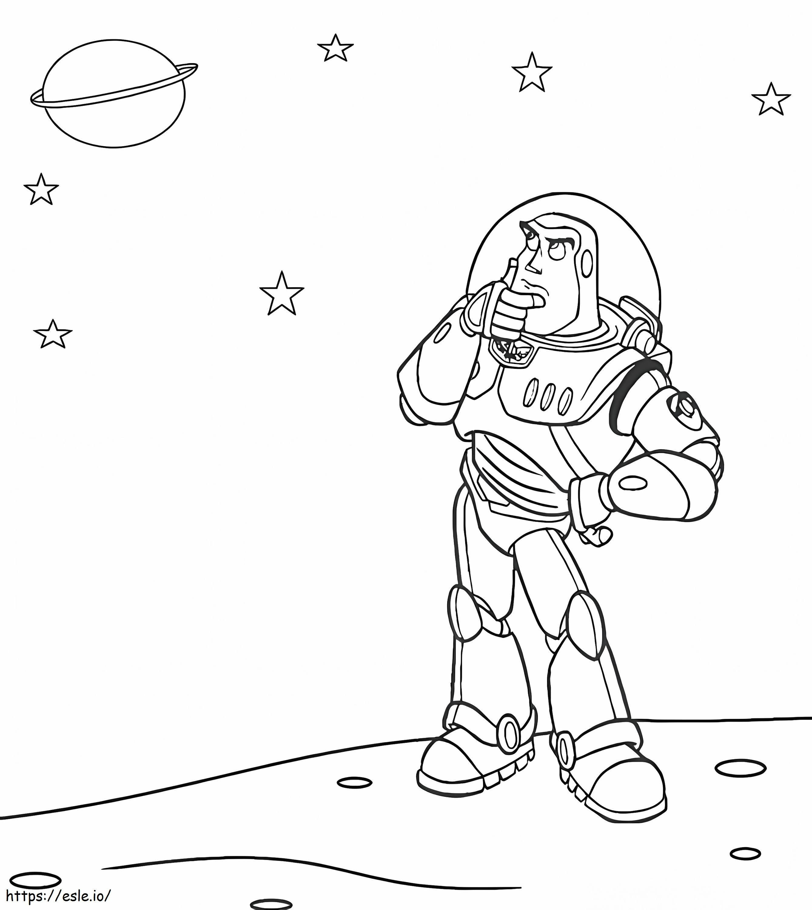 Buzz Lightyear op de planeet kleurplaat kleurplaat