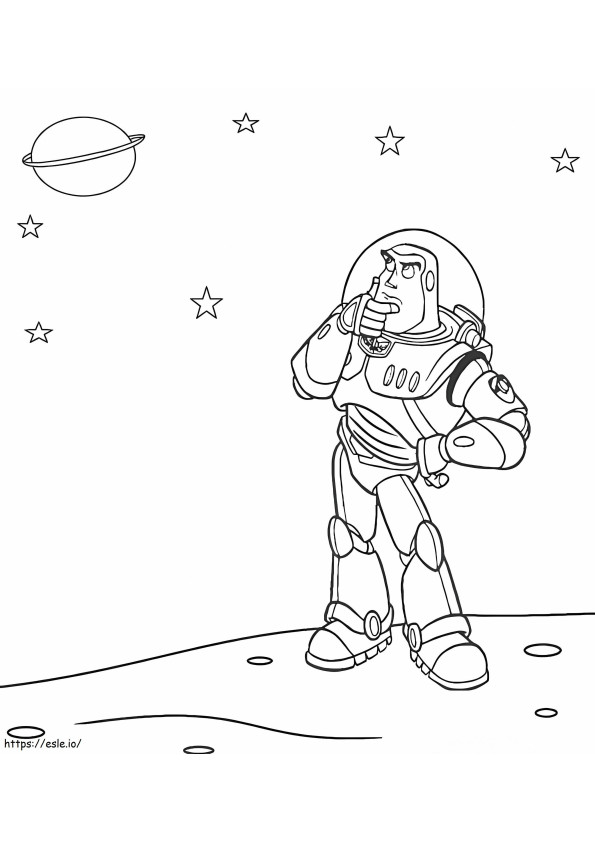 Buzz Lightyear op de planeet kleurplaat