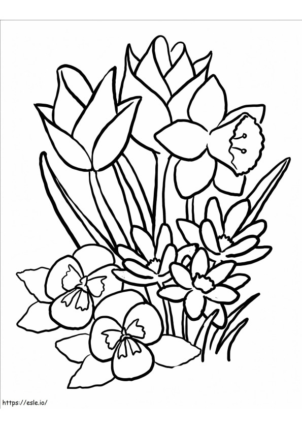 Coloriage Fleurs de printemps 5 à imprimer dessin