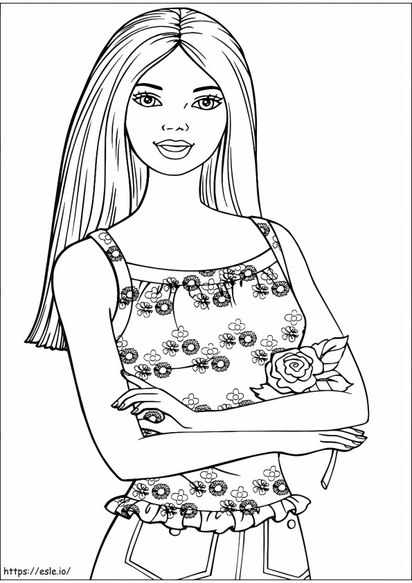 1533786349 Barbie With Rose A4 coloring page