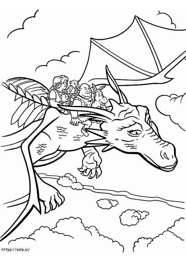 1569416728 Shrek Family On Dragon A4 coloring page