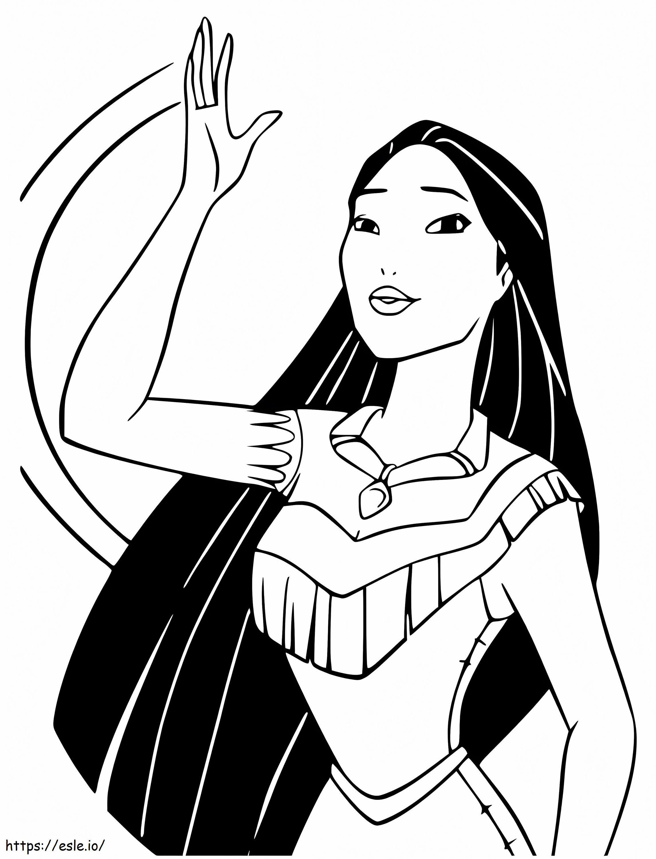 Coloriage Pocahontas agitant la main à imprimer dessin