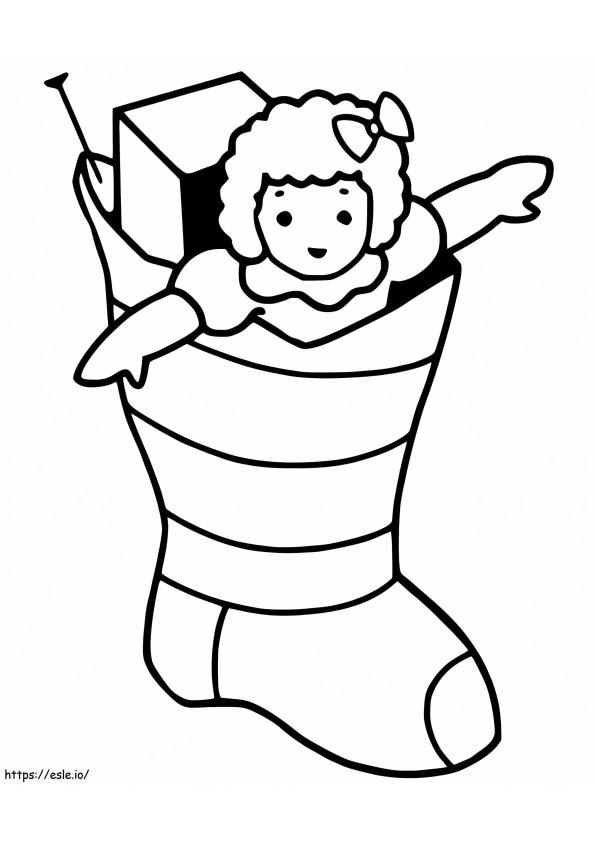 Doll In Christmas Stocking coloring page