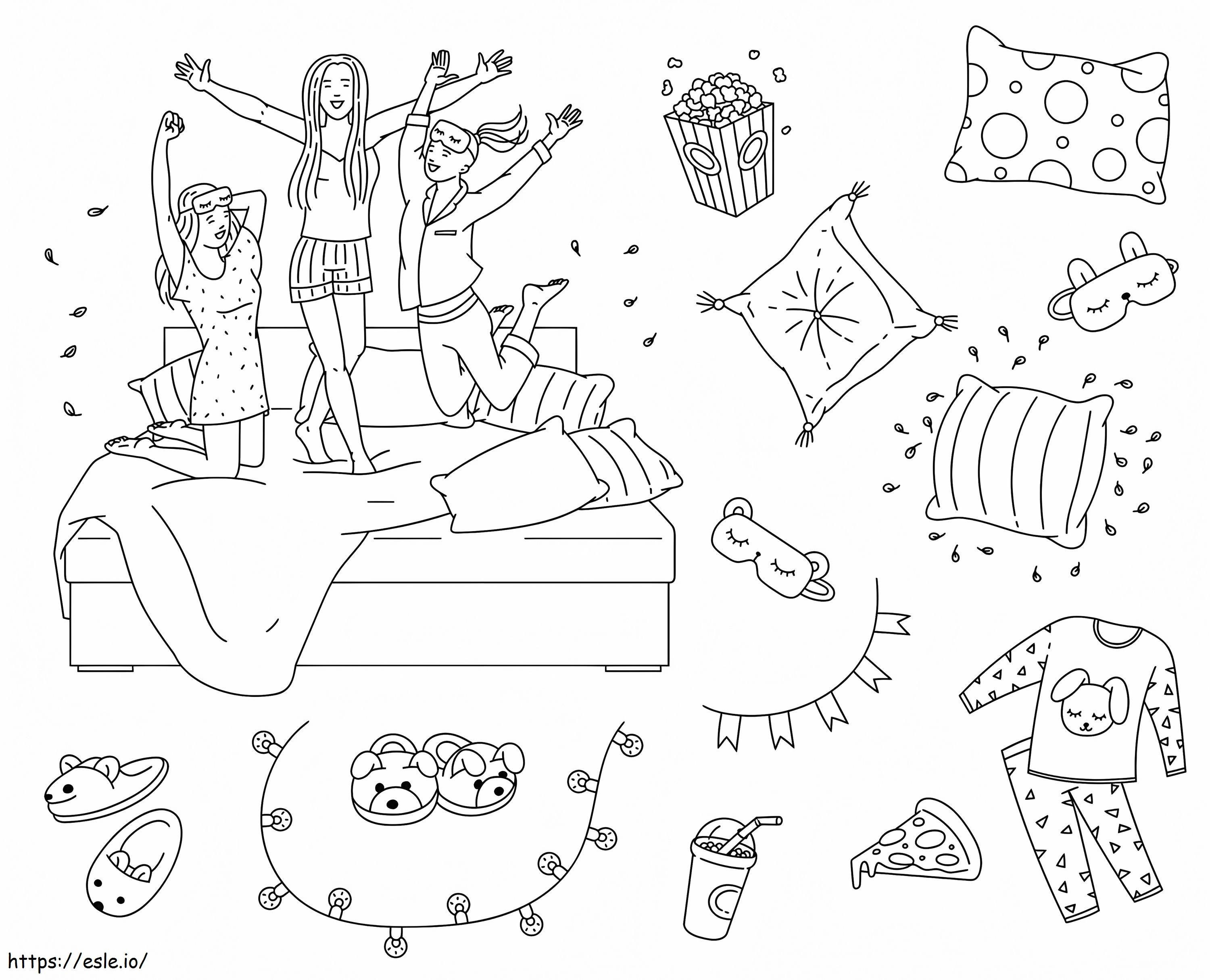 Girls At Sleepover coloring page