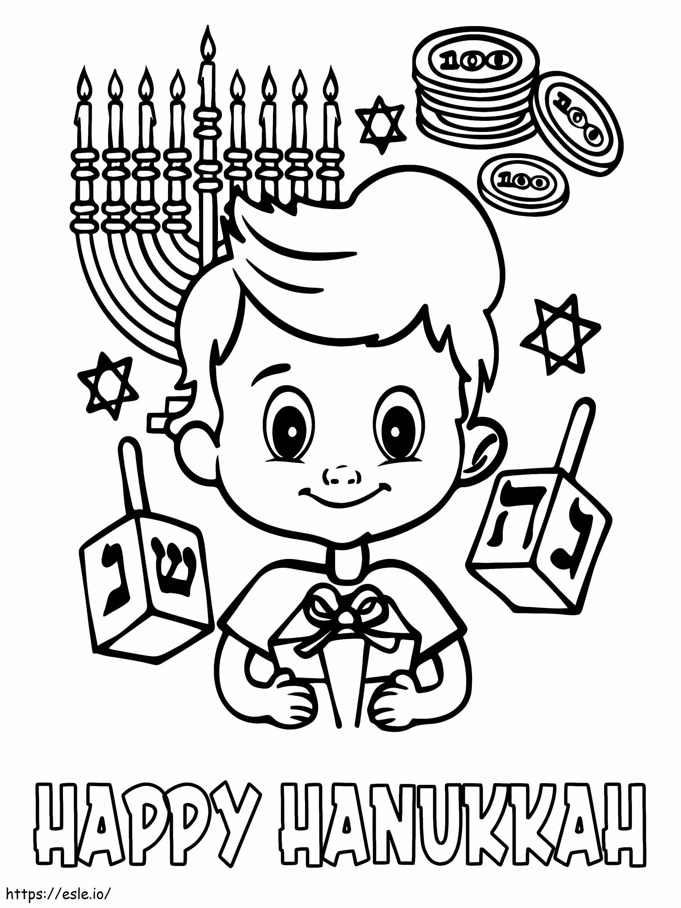 Coloriage Enfant souriant tenant un cadeau à imprimer dessin