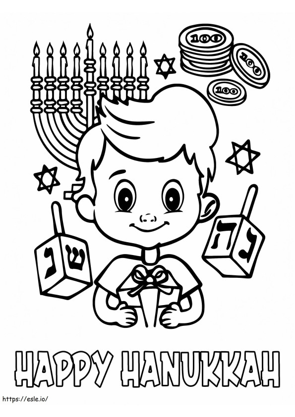 Coloriage Enfant souriant tenant un cadeau à imprimer dessin