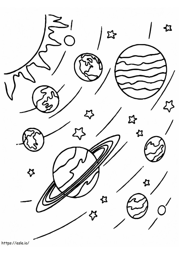 太陽系の単純な惑星 ぬりえ - 塗り絵