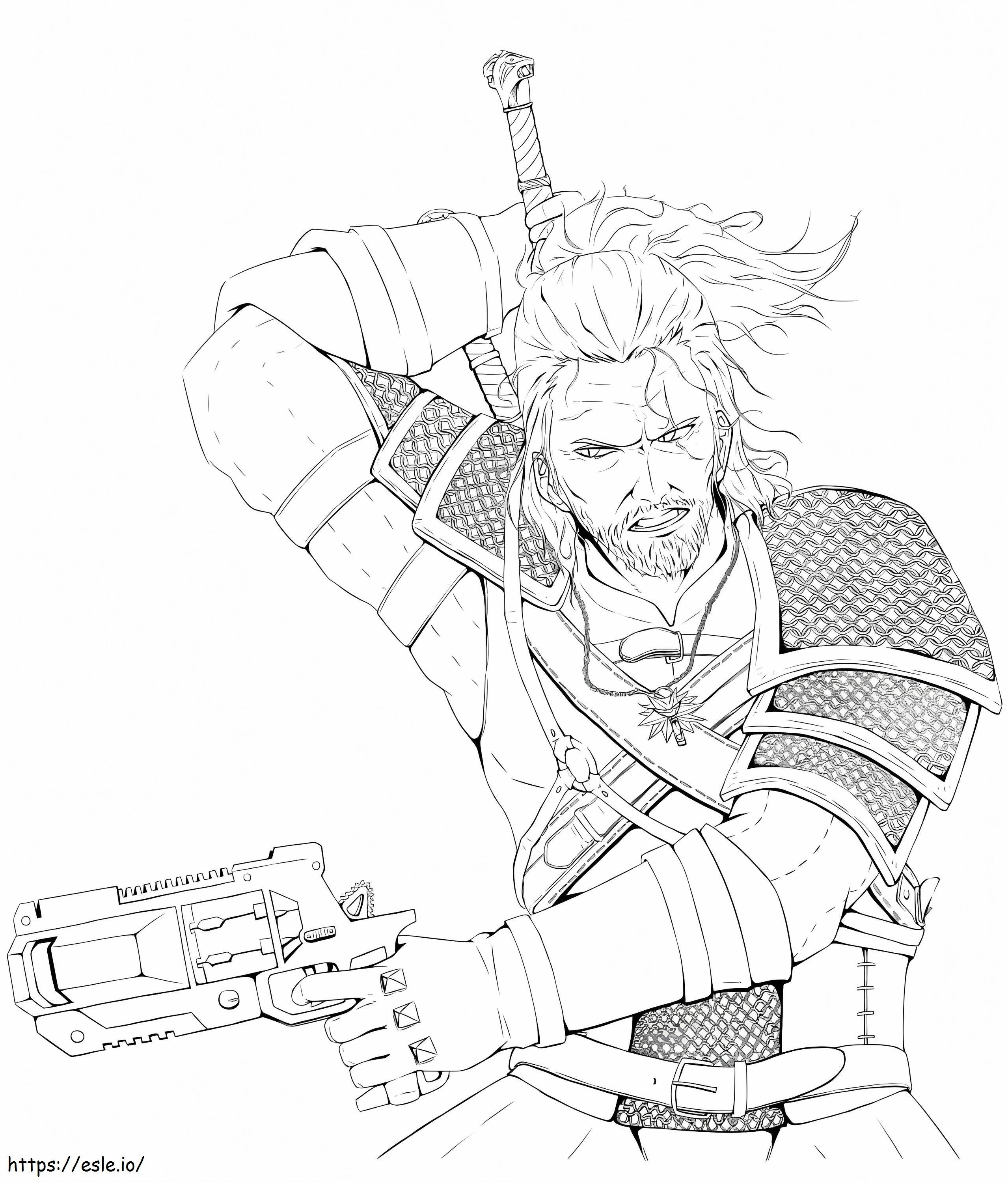 Coloriage Génial Geralt à imprimer dessin