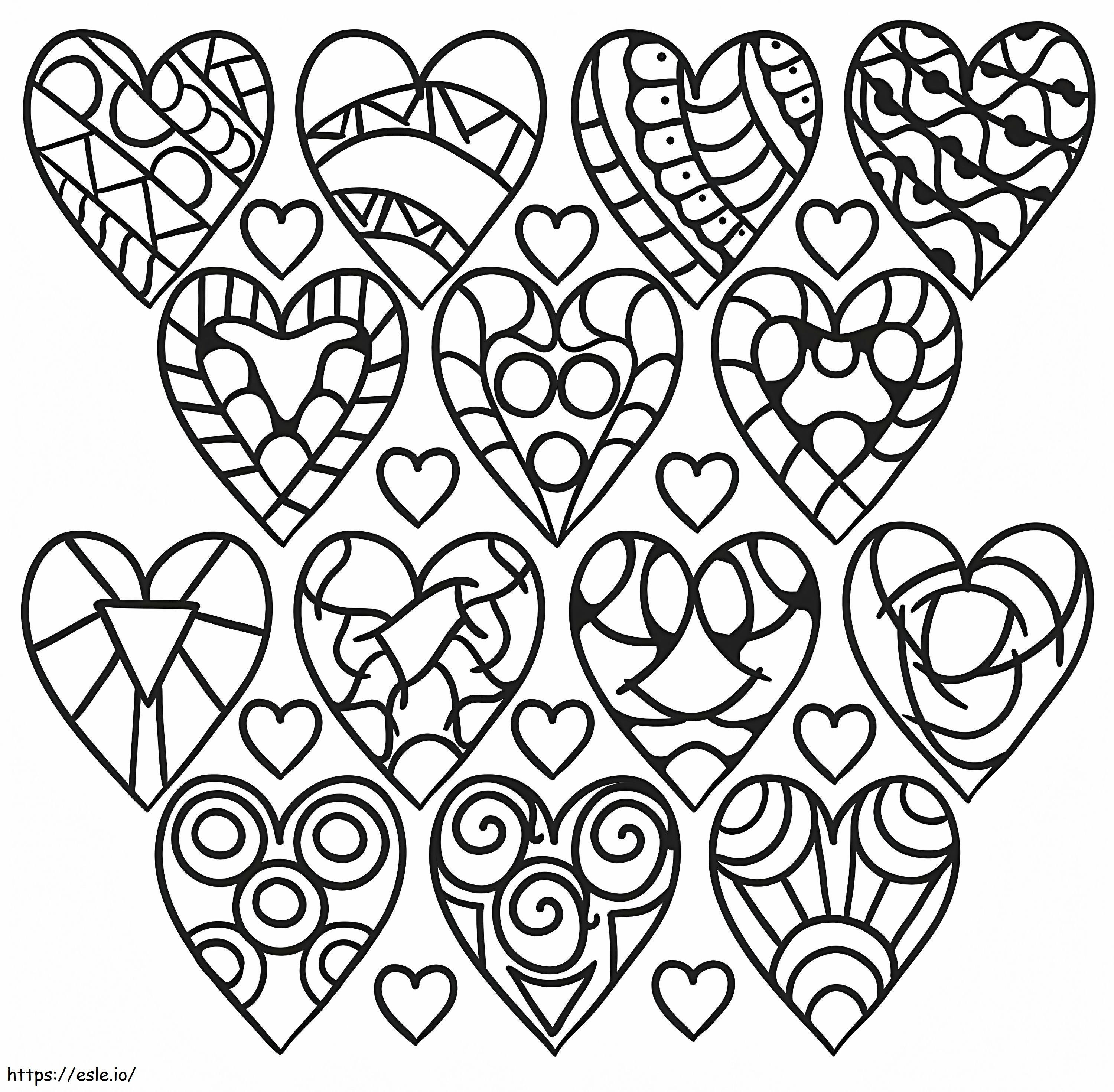 Hearts Pattern coloring page