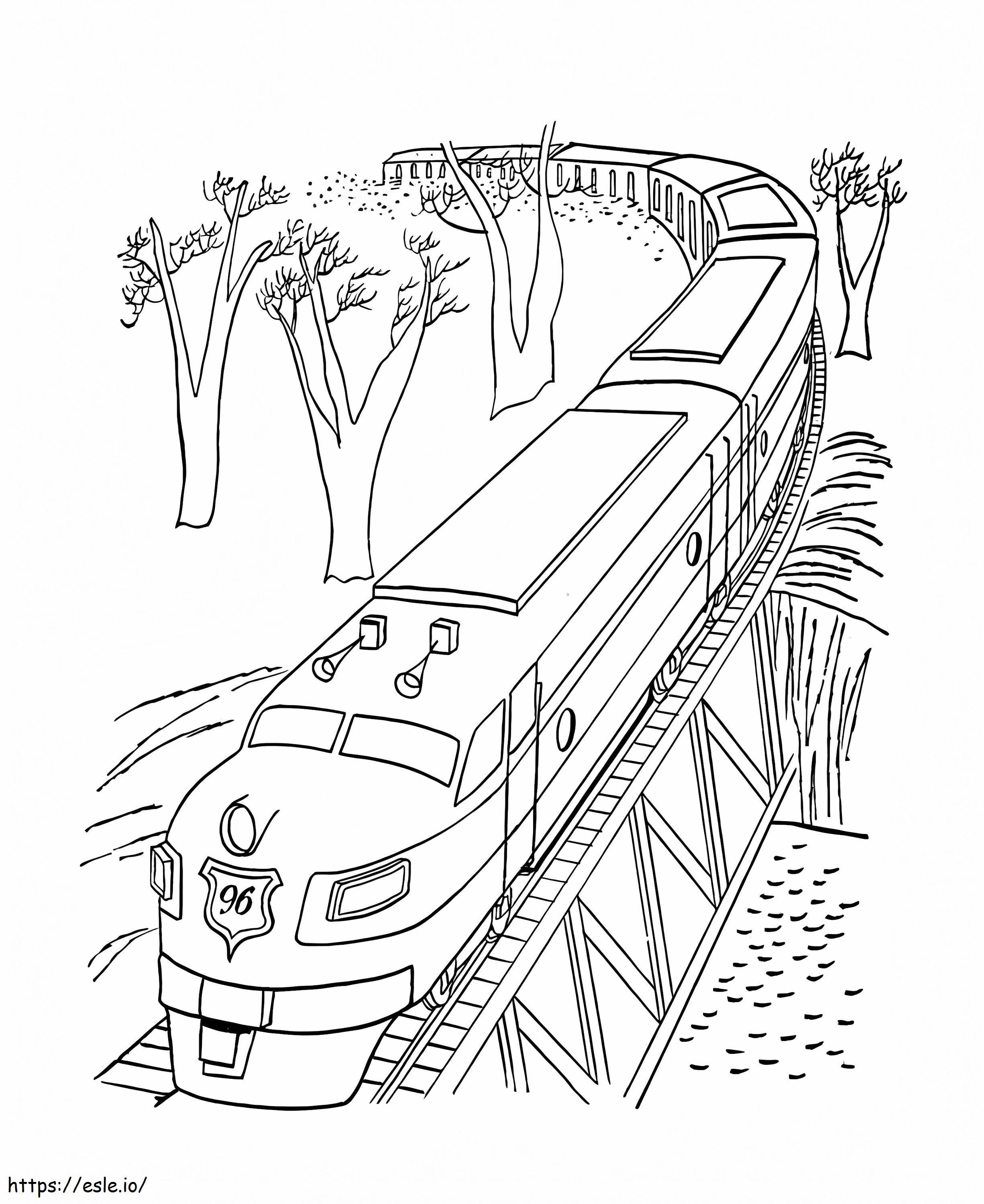 Tram On The Bridge coloring page
