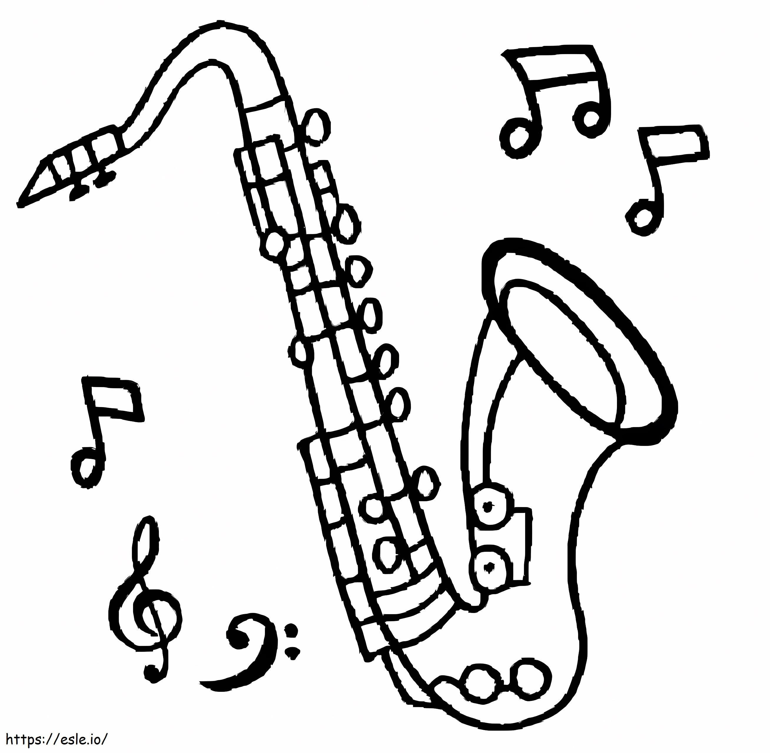 Música normal de saxofone para colorir