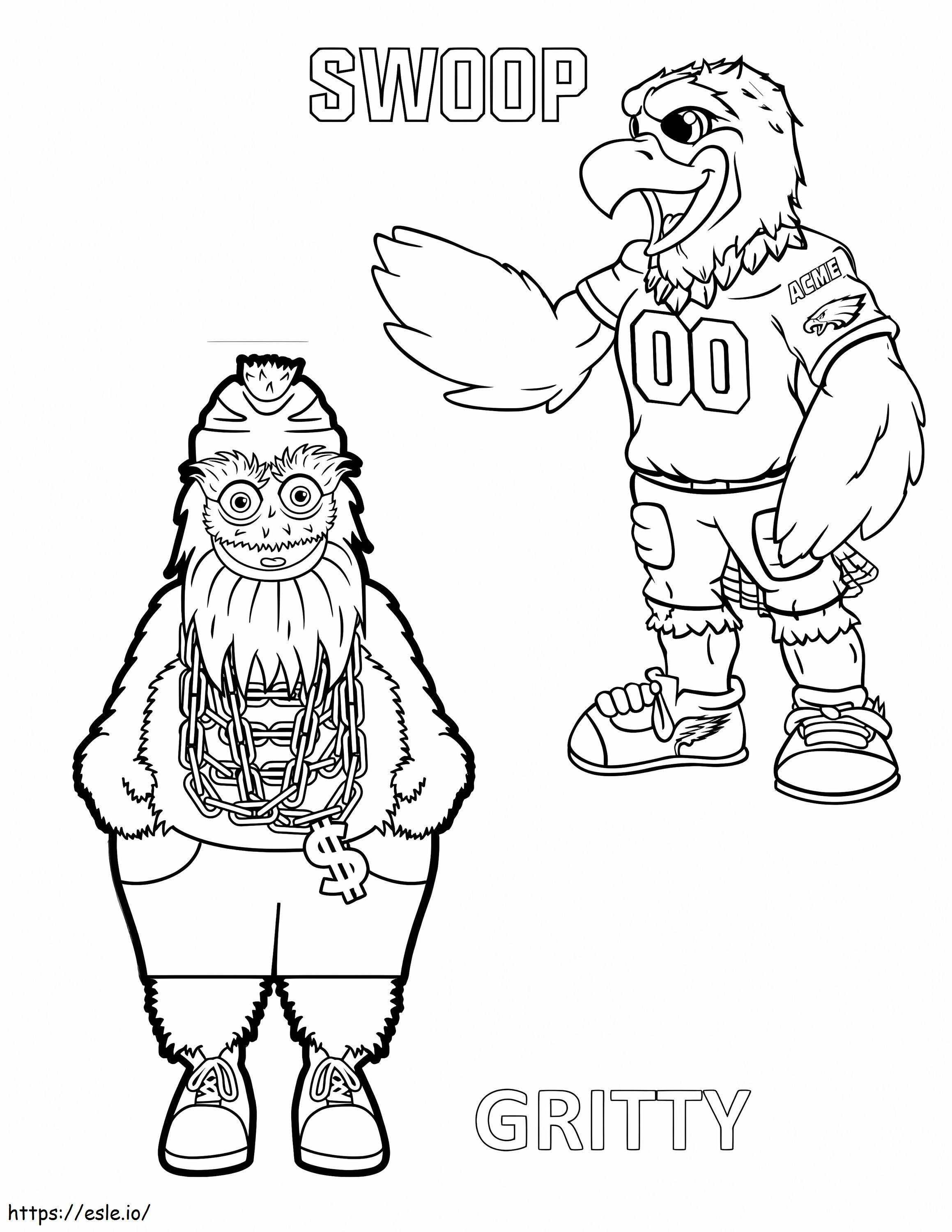 Gritty And Swoop Mascot coloring page