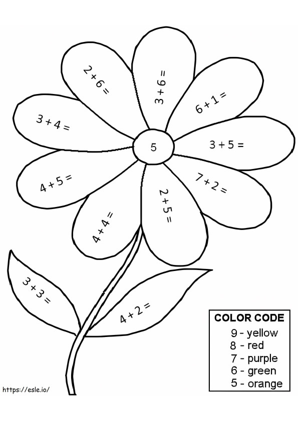 Coloriage Feuille de travail mathématique sur les fleurs à imprimer dessin