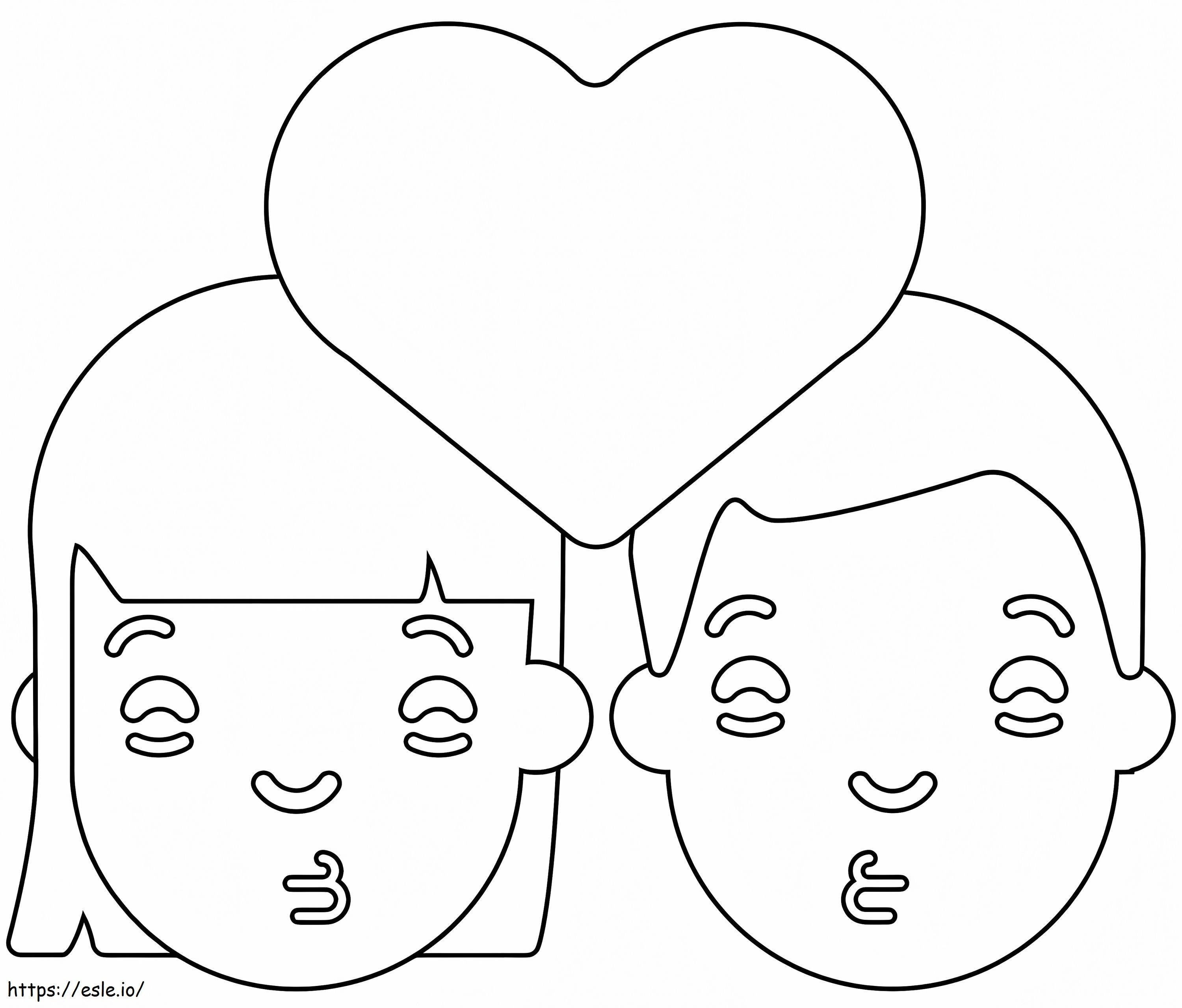 Emoji de sărut de cuplu de colorat
