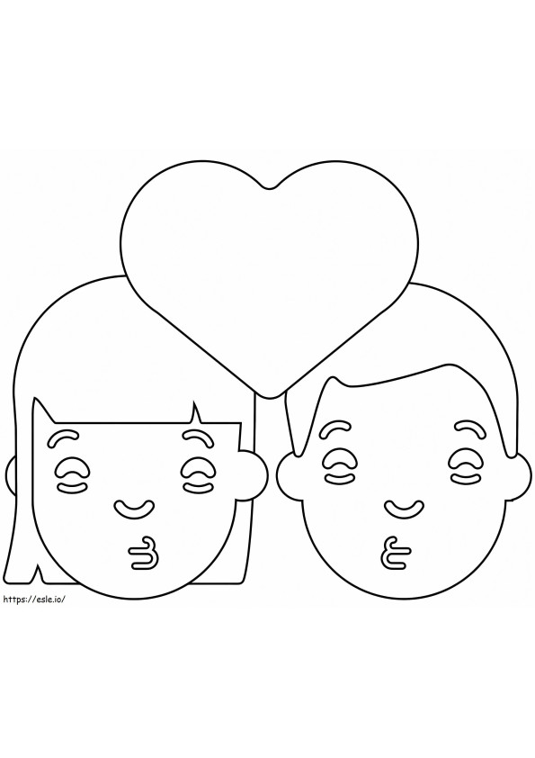 Emoji de beijo de casal para colorir