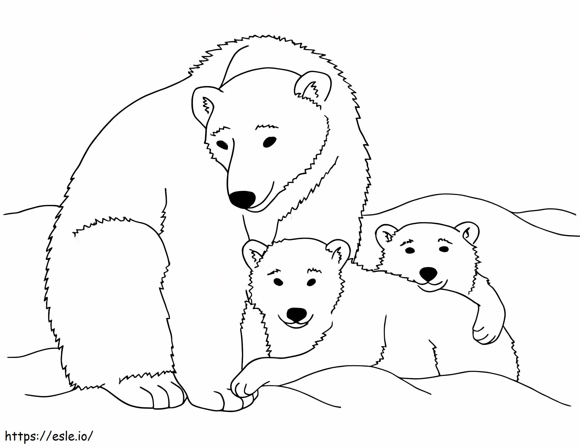 Familia de osos de hielo sonriente para colorear