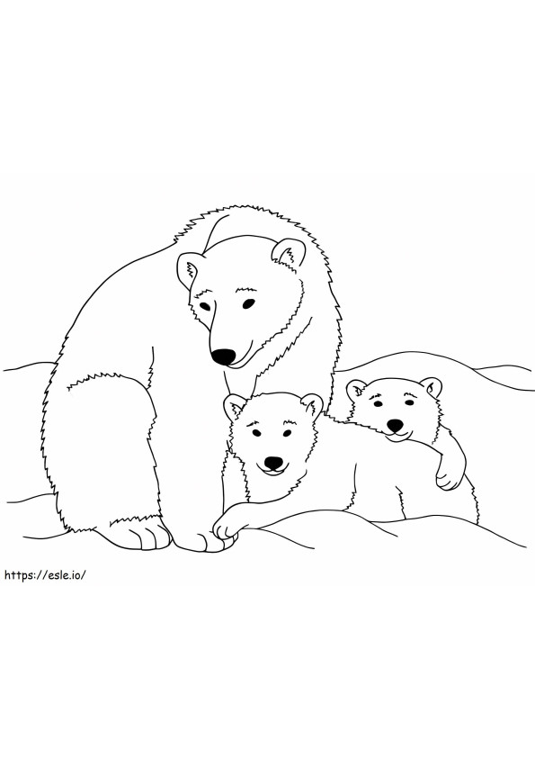 Familia de osos de hielo sonriente para colorear