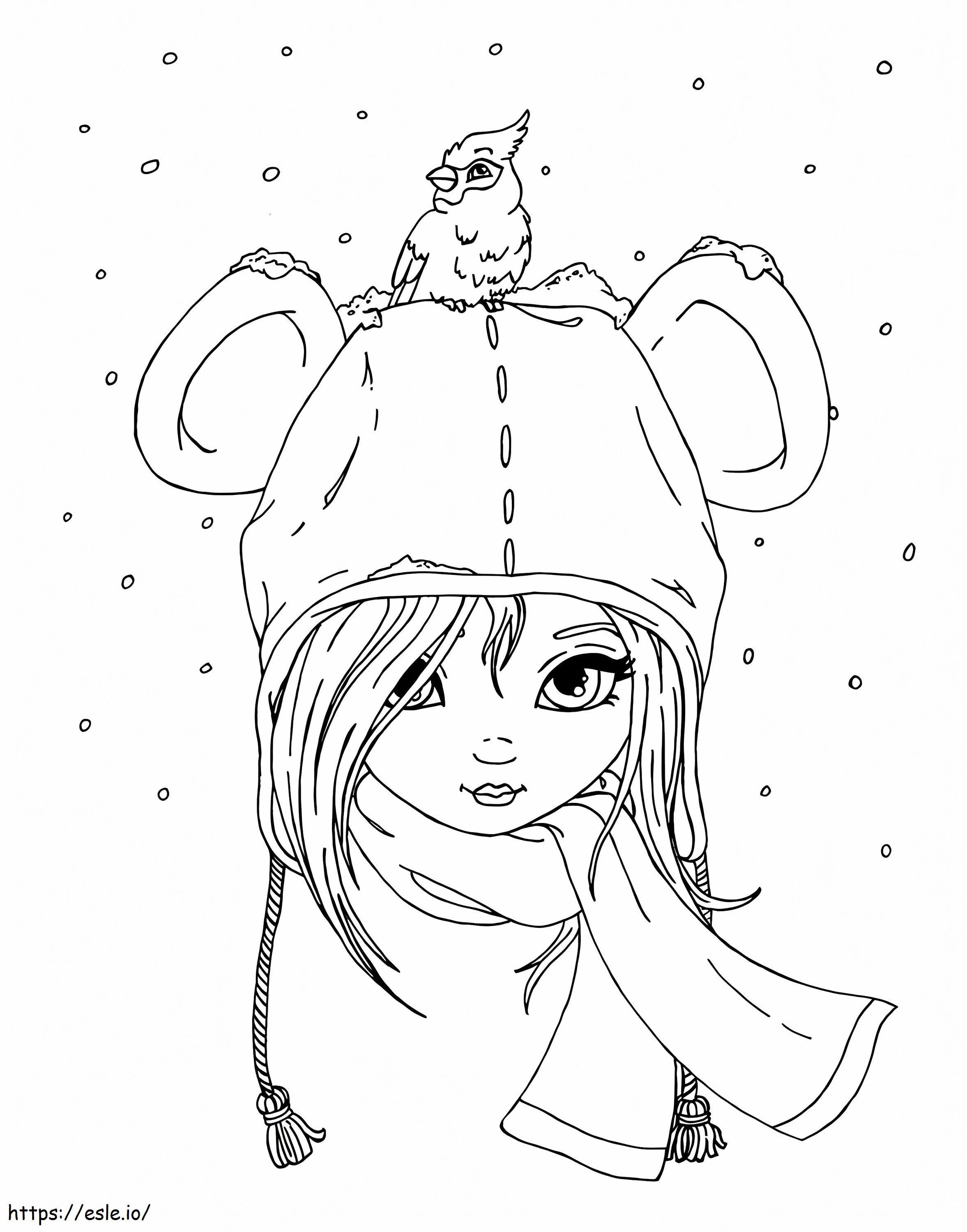 Girl In A Hat coloring page