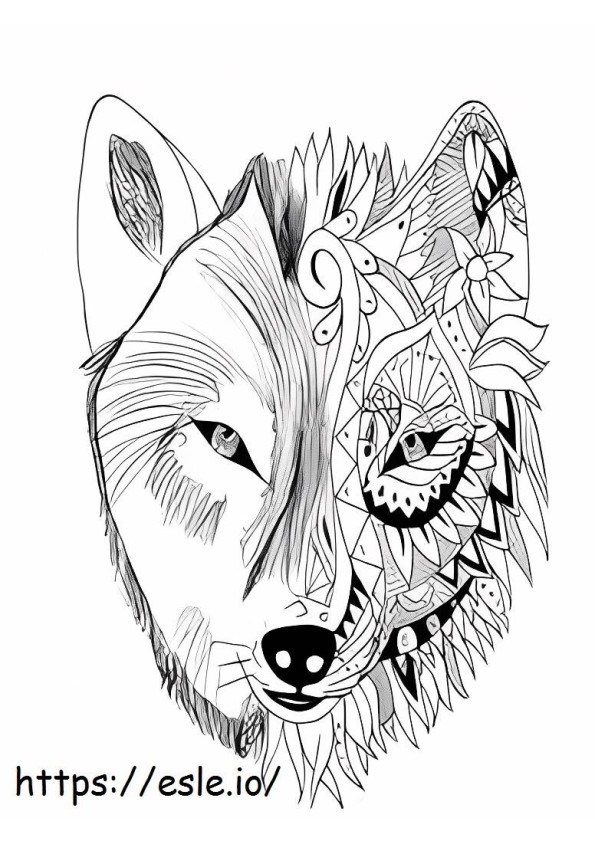 Coloriage Tatouages de loup à imprimer dessin