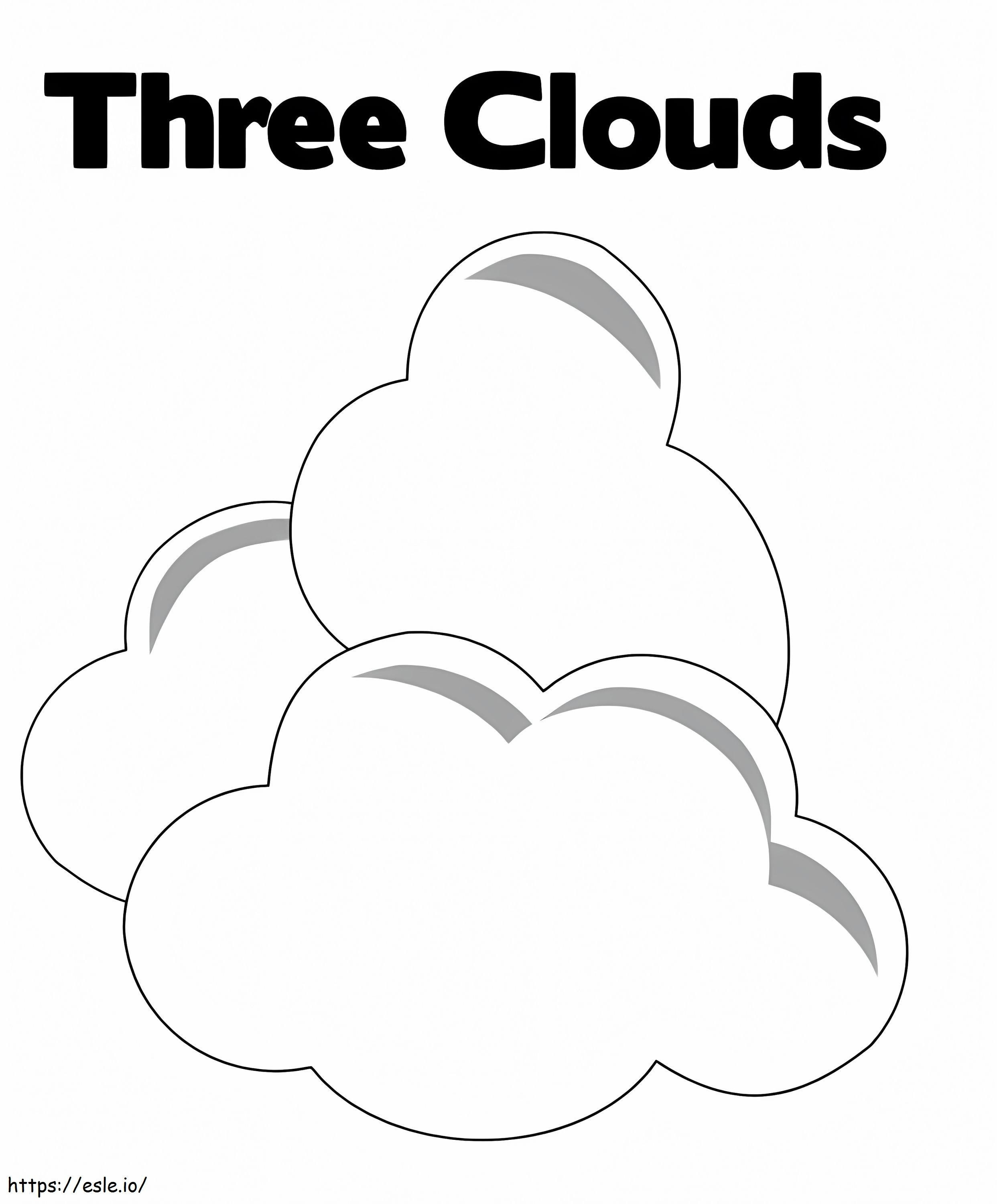 tres nubes para colorear