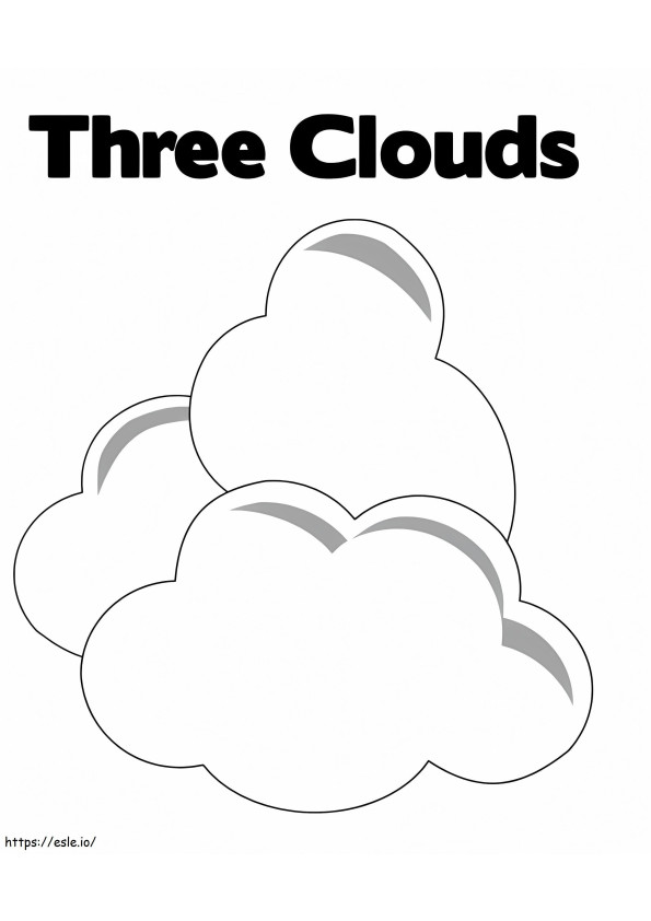tres nubes para colorear
