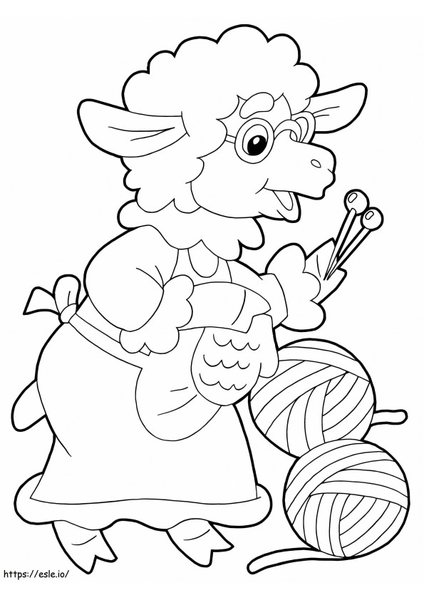Coloriage Grand-mère mouton à imprimer dessin