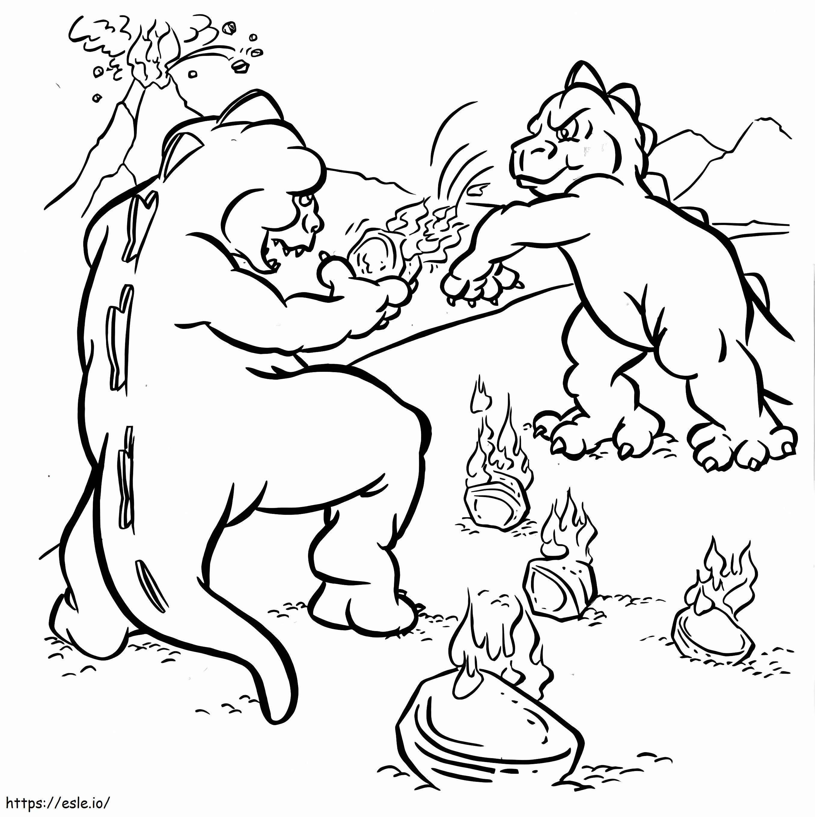 Two Funny Little Godzillas coloring page