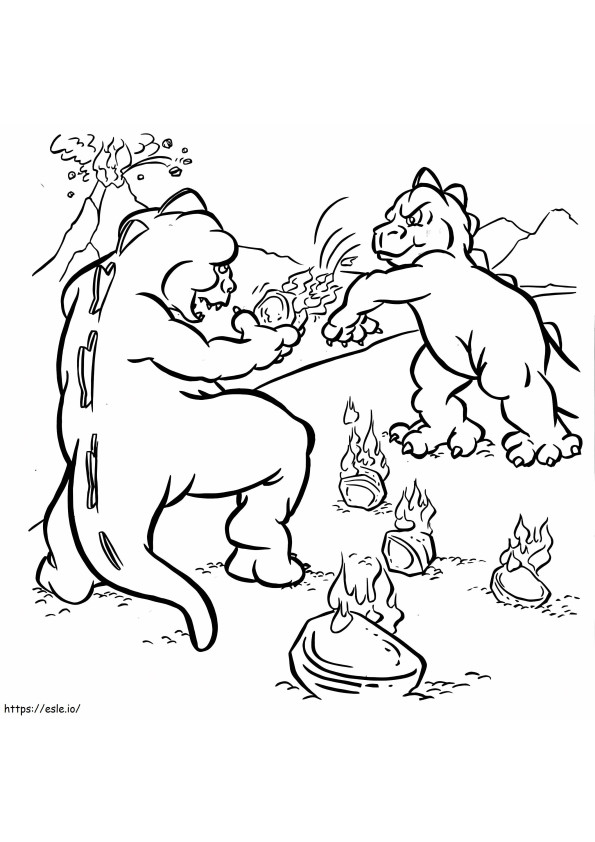 Two Funny Little Godzillas coloring page